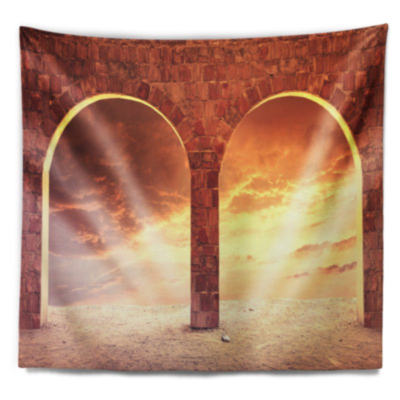 Arrière-plan de fantaisie avec deux arches tapisserie, H 32 po x l 39 po