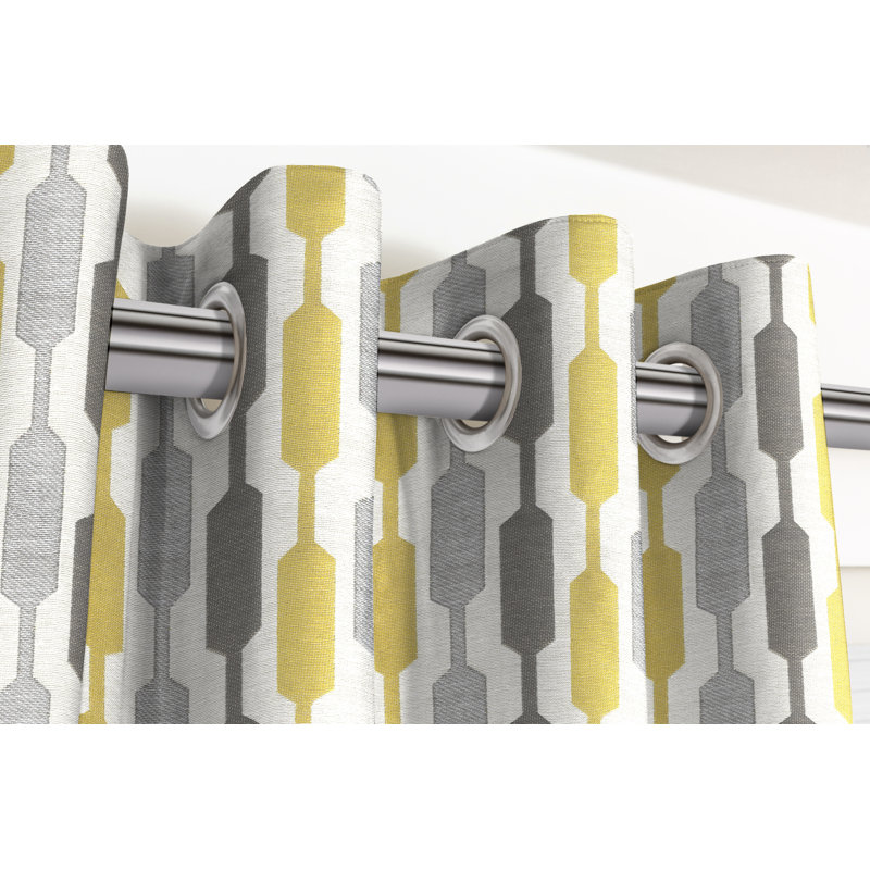 Anneth Blackout Curtain, Yellow/Grey, 228 W x 137 D cm