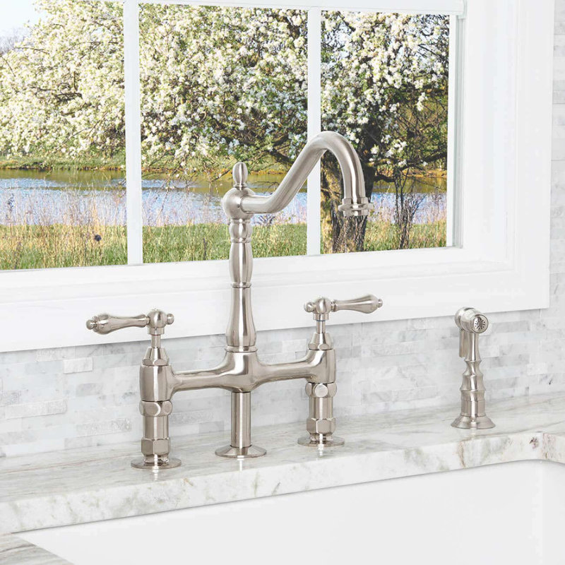 Chevington Kitchen Faucet with Side Spray, Brushed Nickel