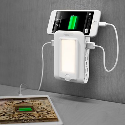 LED Night Light with 2 USB Ports& 4 AC Outlet Splitter, Multi Plug Outlet Extender