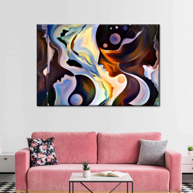 Abstrait humain - reproduction sur toile tendue, H 16 po x l 24 po x P 1,25 po