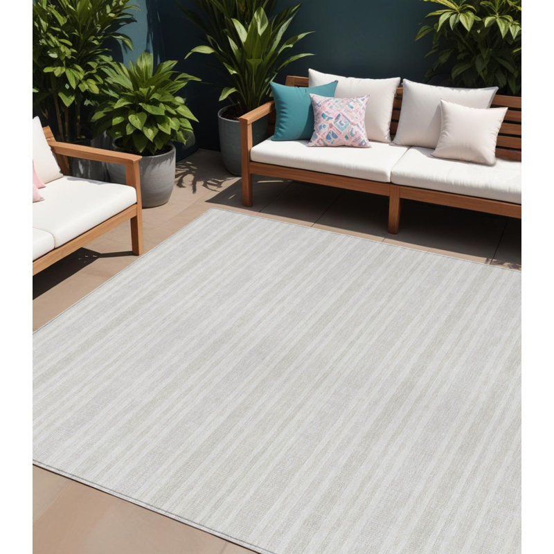Tapis intérieur lavable rayé ivoire 10 pi x 14 pi