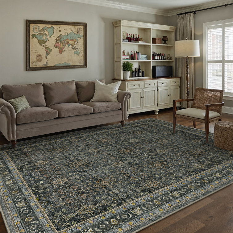 Kellems Vintage Machine Washable Area Rugs For Living Room With Non-Slip Backing