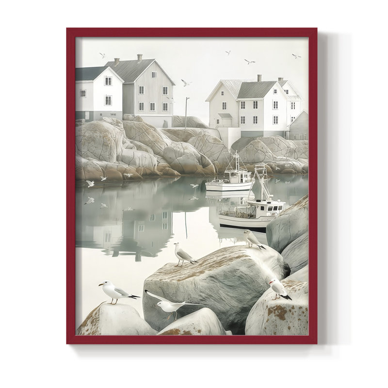 Fisherman's Way, reproduction encadrée en V - bois massif, Rouge, H 30 po x l 24 po