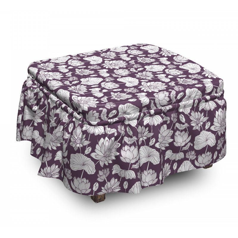 Housse pour repose-pieds floral monochrome