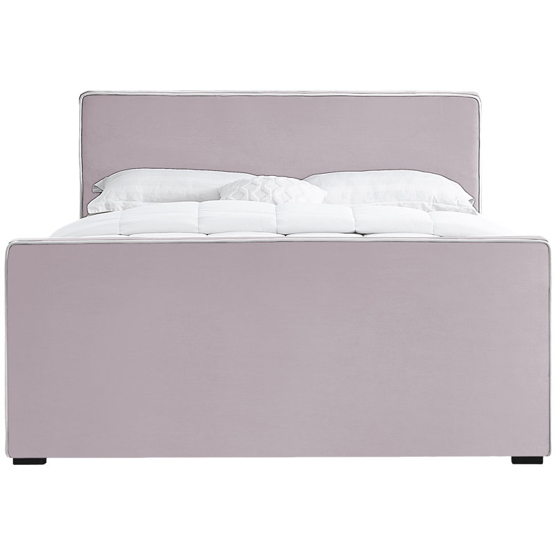 Haneesh Upholstered Unfinished Panel Bed, Pink Velvet, Queen