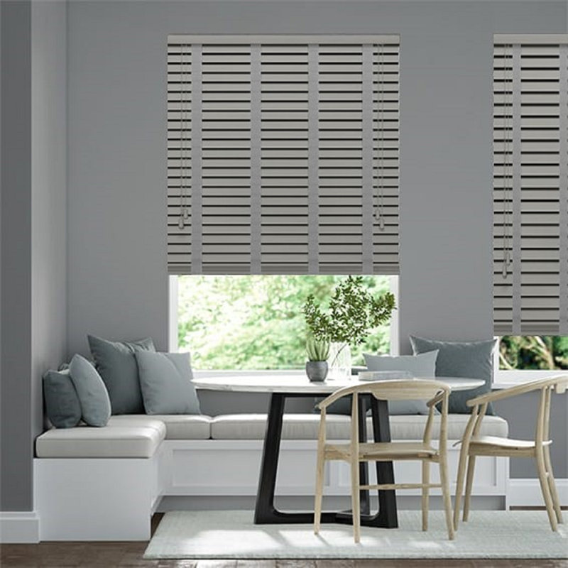 Fauxwood Tape Blind, Grey, 150 cm L x 120 cm W