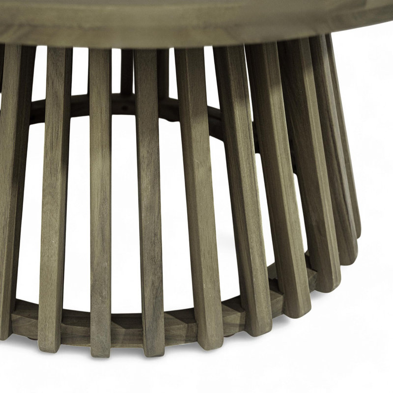 Table basse d'extérieur en bois d'acacia pour le patio, table basse ronde pour la cour arrière, pelouse, balcon, finition grise