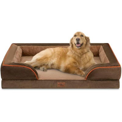 Lit pour chien très grand XL, lit orthopédique imperméable avec traversin, canapé-lit lavable pour chien avec housse amovible et fond antidérapant (très grand)