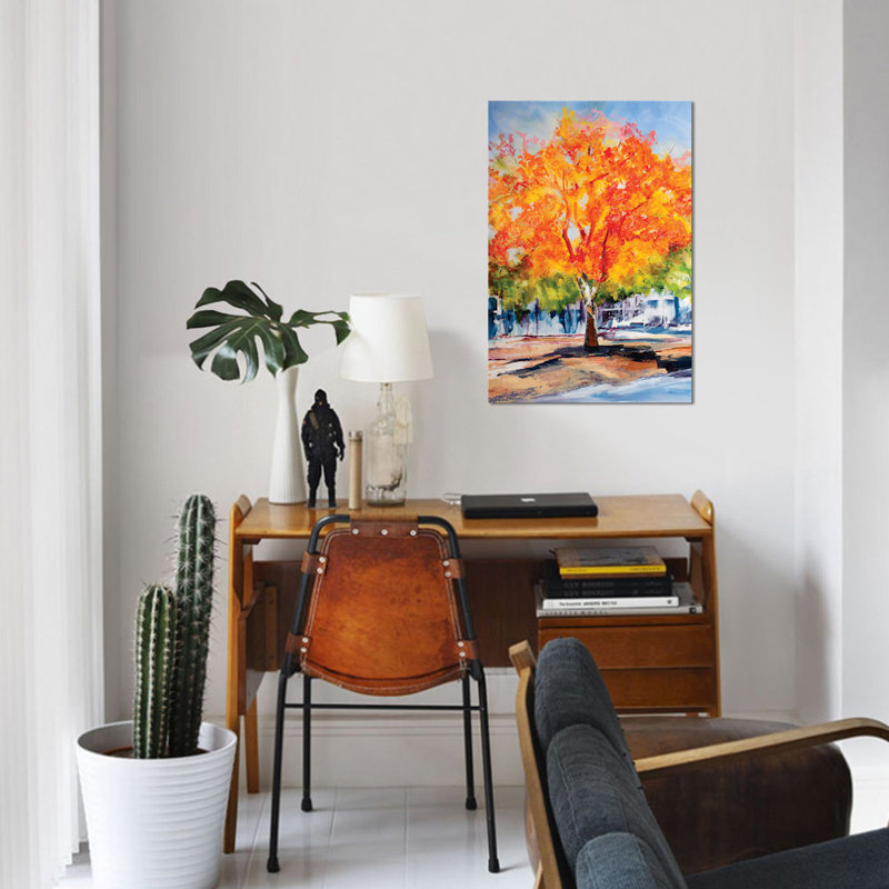 « automne feuillage », impression sur toile, H 12 po x l 8 po x P 0,75 po, Toile tendue, Pas de tapis
