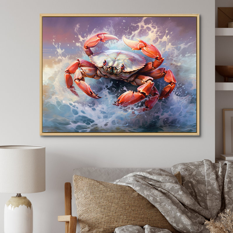 Crab Beachcombers I - Crab Wall Decor, Natural Floater Framed, 30" H x 40" W x 1.5" D