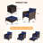 5 Pieces Outdoor Patio Chairs Set,PE Wicker Conversation Furniture with Cushions,Coffee Table,Navyblue-802887676