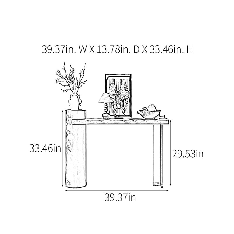 Console Retro Minimalist Art, H 33,46 po x l 39,37 po x P 13,78 po