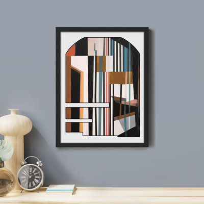 «Mid-Century Modern Geometric Polygons Abstract Shape Images Scenic Multicolor» sur papier