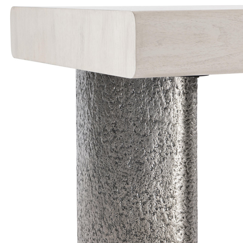 Gray Walnut Writing Desk with Textured Metal Legs