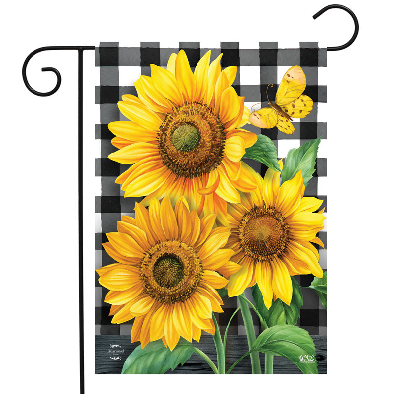 Drapeau de jardin à carreaux tournesols d'été