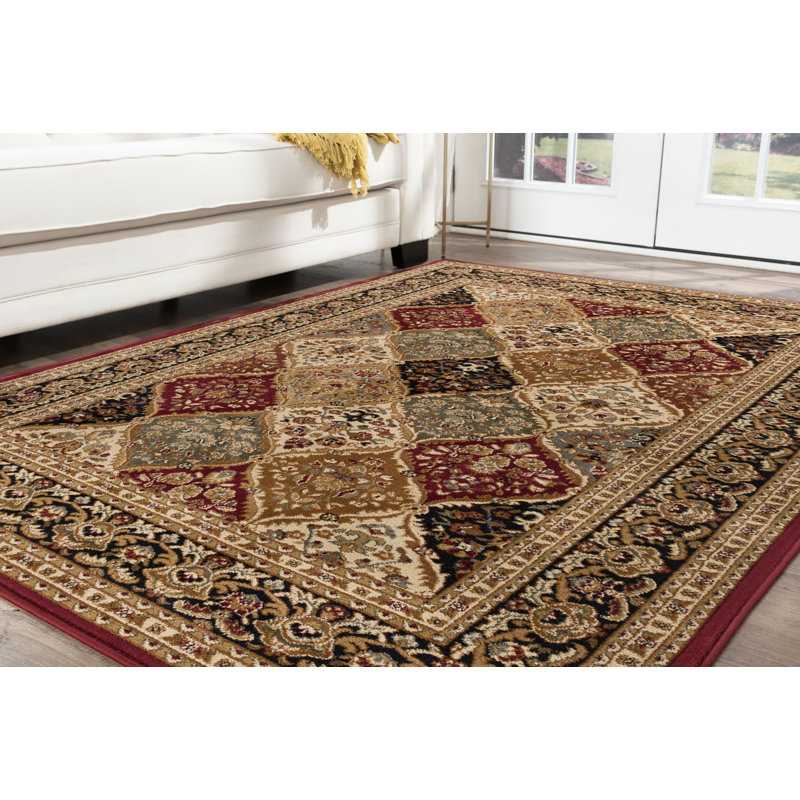 Tapis oriental rouge / beige Clarence, Rectangle 7 pi 10 po x 10 pi 3 po
