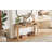TREXM Rustic Console Table With Curved Corners For Safety, Entryway Table With 3 Concealed Drawers, Sturdy Sofa Table (Light Oak)