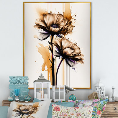 " Orange Gerbera Flower On Abstract Fusion I " Painting Print