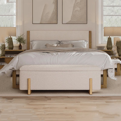Stylish Scandinavian Solid Wood Storage Ottoman