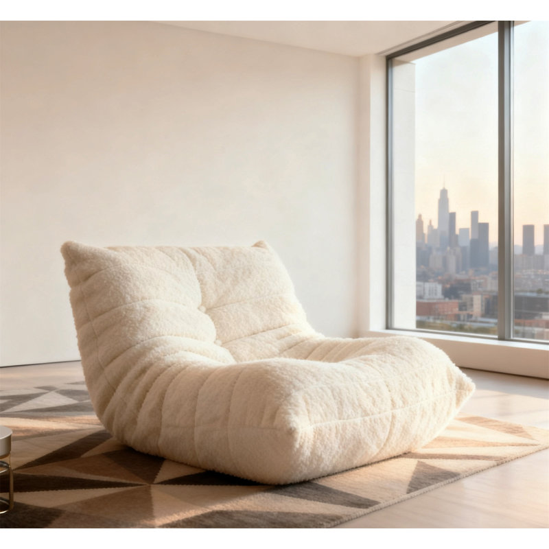 Luxury Accent Chair Button-Tufted Detail White Microfiber Comfy Chair Living Room Furniture 1Pc, White