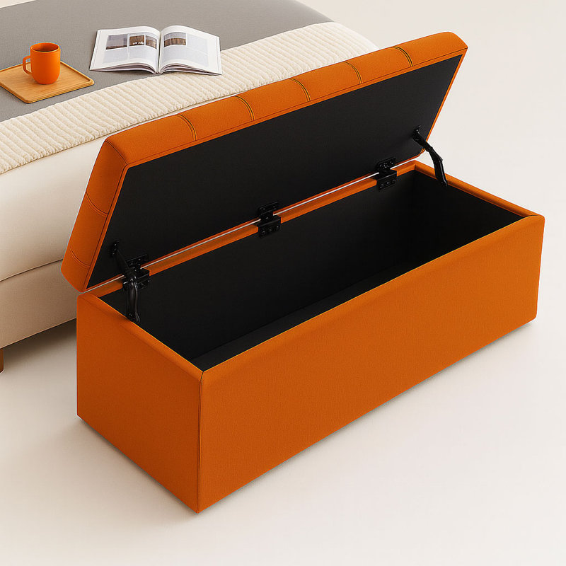 Divan Chesterfield Wide Velvet Rectangle Solid Color Standard Ottoman Box with Storage, 40cm H x 90cm W x 40cm D
