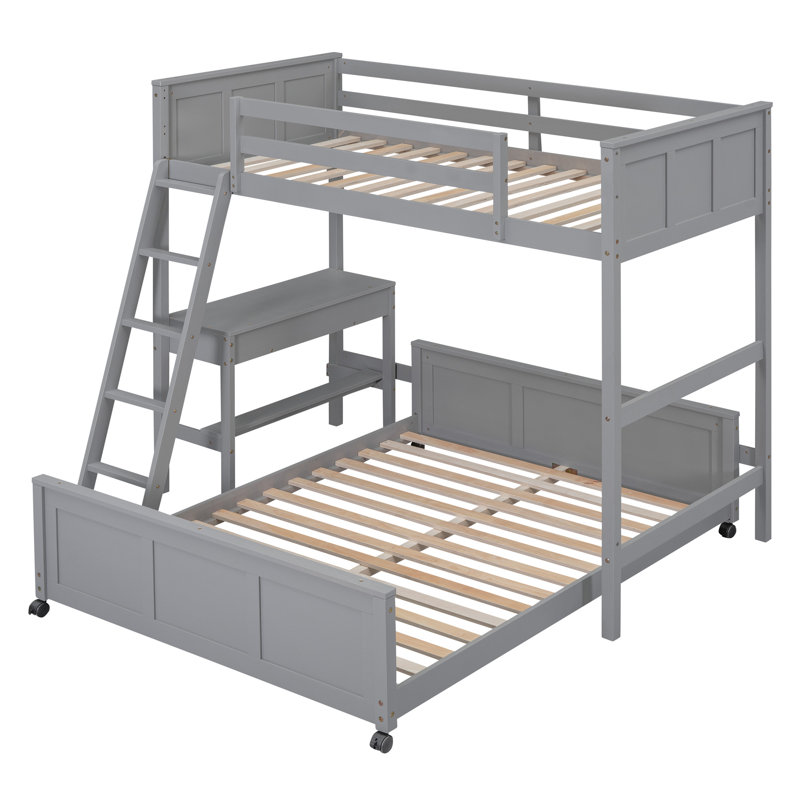 Lit superposé avec bureau, Gris, Jumeaux sur complet