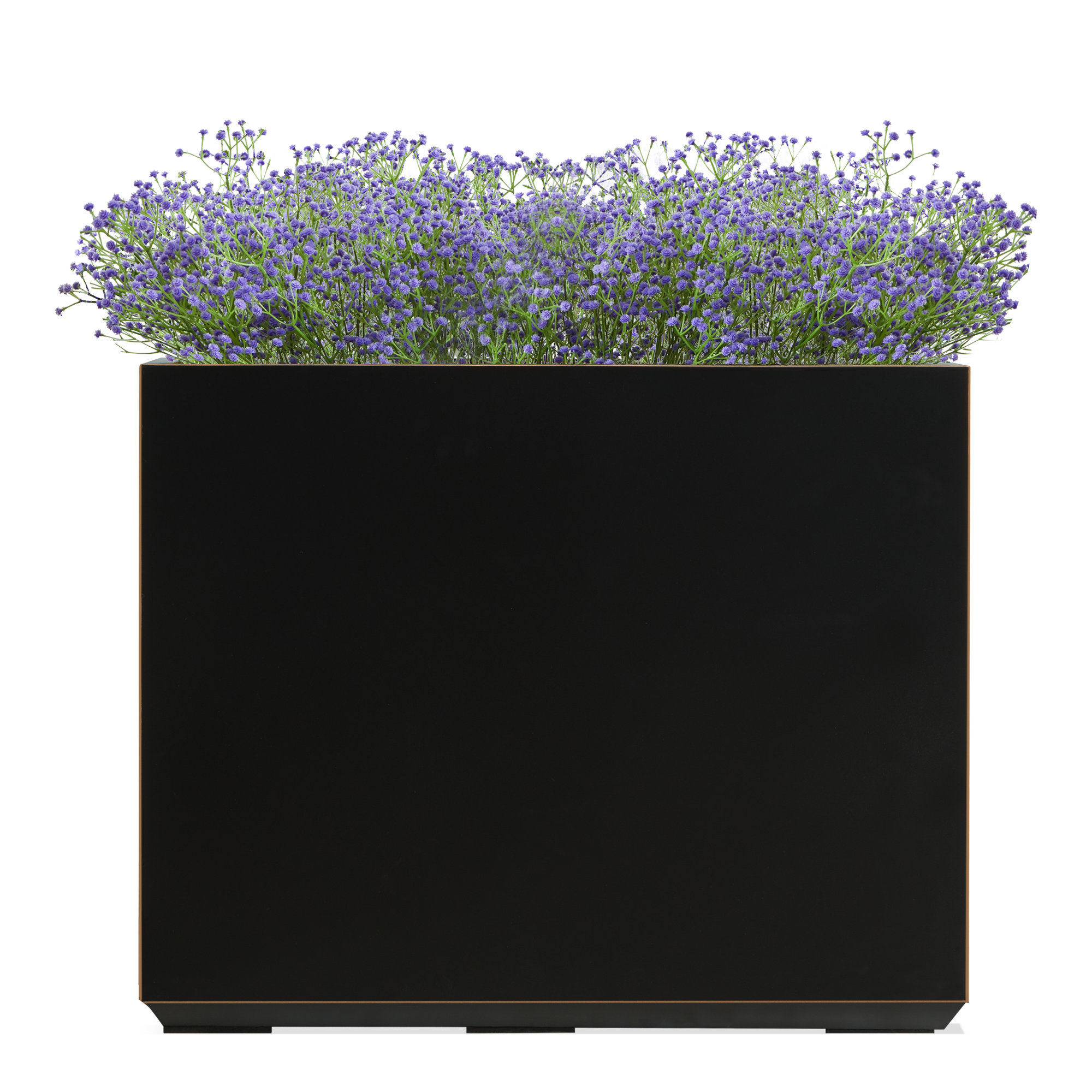 Tormund Metal Planter Box, 24.02" H x 9.84" W x 30" D, Black/Gold Edge