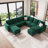 Shavera 8 - Piece Velvet Sectional Sofa Livingroom Coner Couch with 2 Storage Ottomans-1857524874