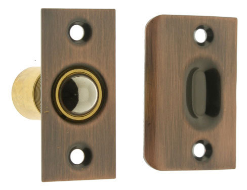 Solid Brass Wide Square Roller Ball Catch, Antique Copper