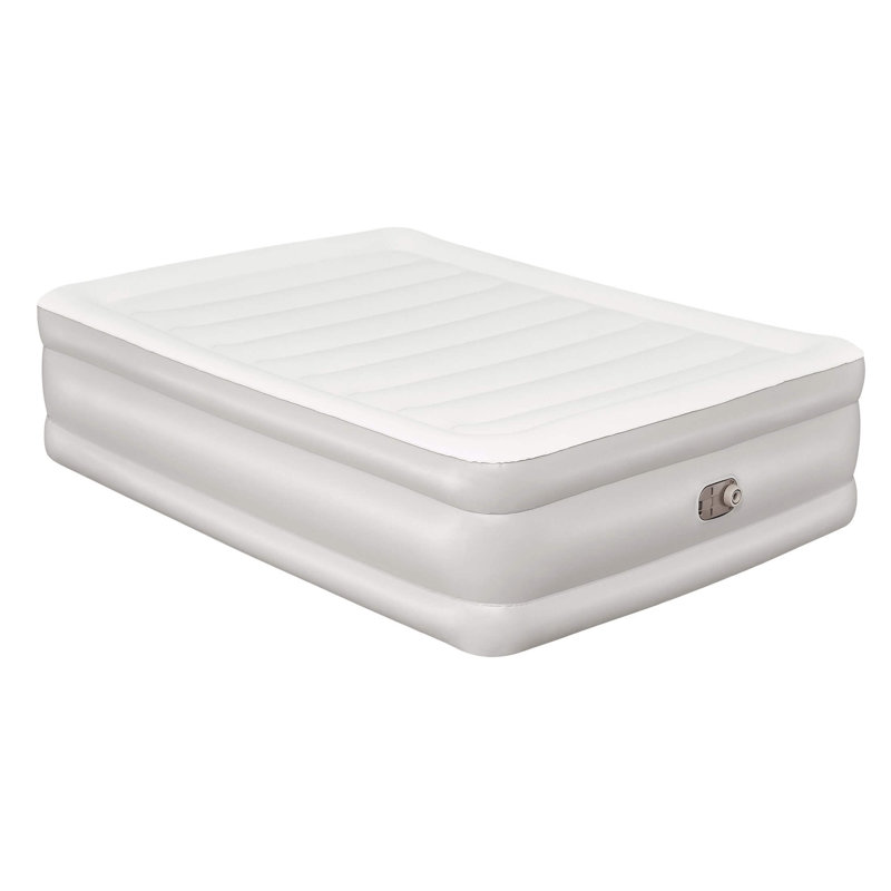 Bestway Tritech 20" Queen Air Mattress, Airbed with Built-in AC Pump, Warm Gray, Queen, Gray