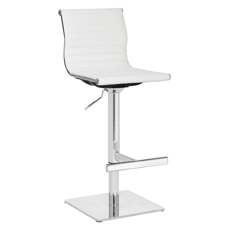 Batres Swivel Upholstered Adjustable Height Counter Stool with Metal Frame, White