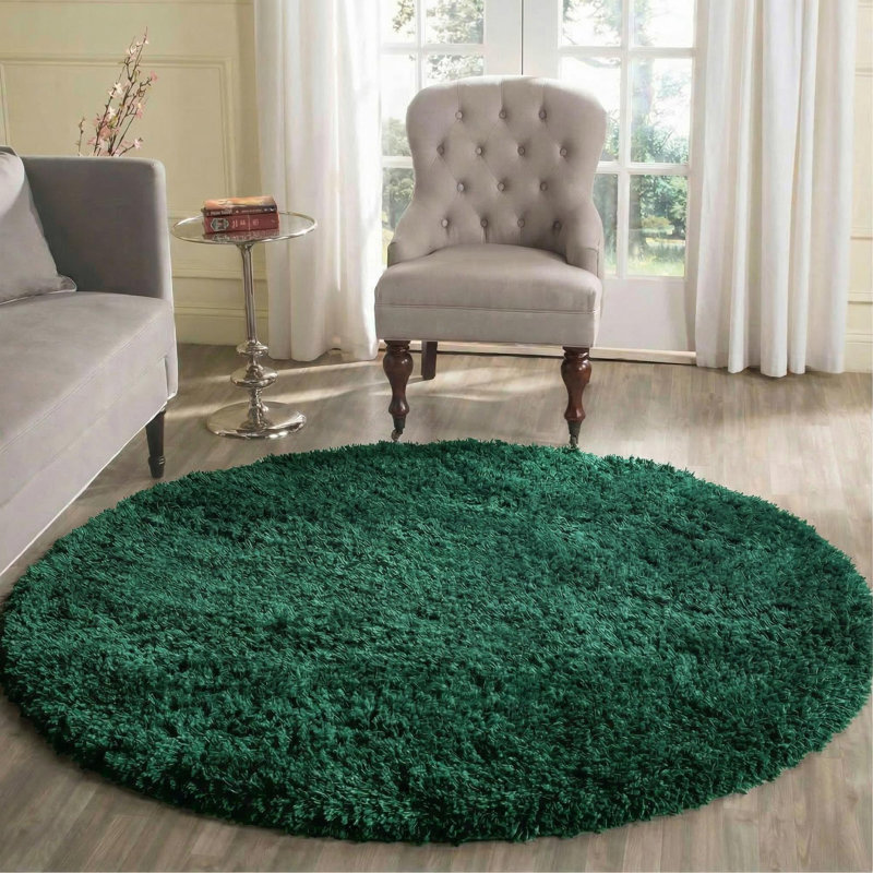 Esterly Solid Colour Shag Area Rug, Round 120cm