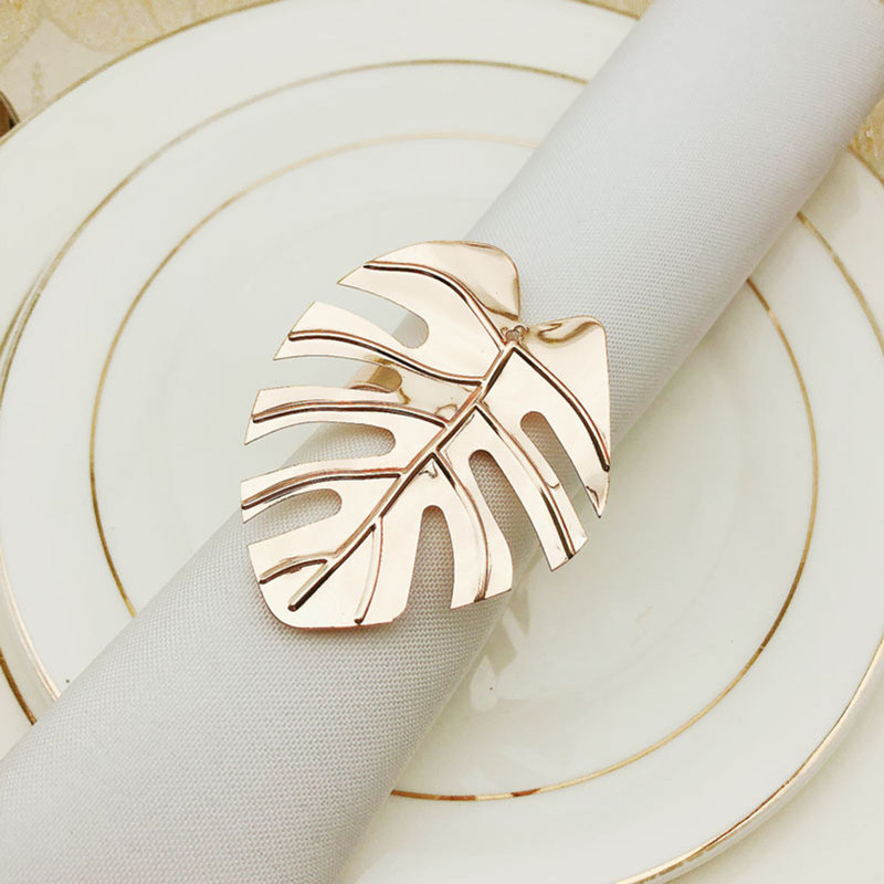 Rond de serviette Tropical Leaf, Or rose