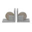 Geometric 6" Travertine & Marble Bookends Set
