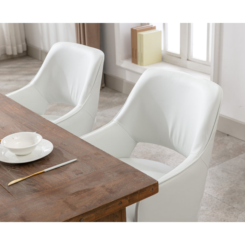 Hebah 19.5'' H Faux Leather Upholstered Armchair, White