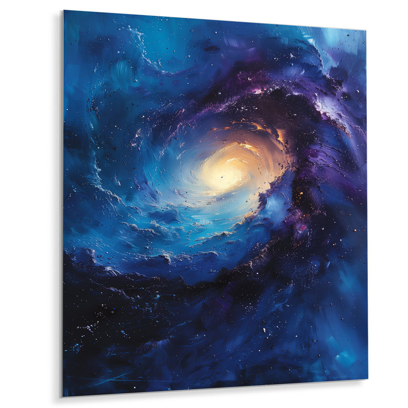 Décoration murale galaxie spirale cosmique mauve et vibrante - Galaxies, Métal métal, H 32 po x l 16 po x P 1 po