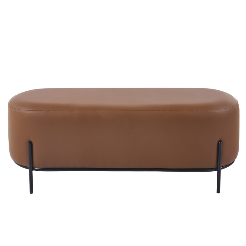Banc en cuir Aelia avec pieds en métal, Brun