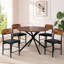 Ensemble de table et de chaises rondes de 5 pièces pour 4 personnes, de style moderne du milieu du siècle, avec des sièges en similicuir, idéal pour les petits espaces.