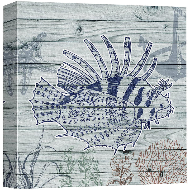 «Marine Lifes In The Sea Lionfish Swim In Ocean», reproduction sur toile, L 12 po x H 12 po