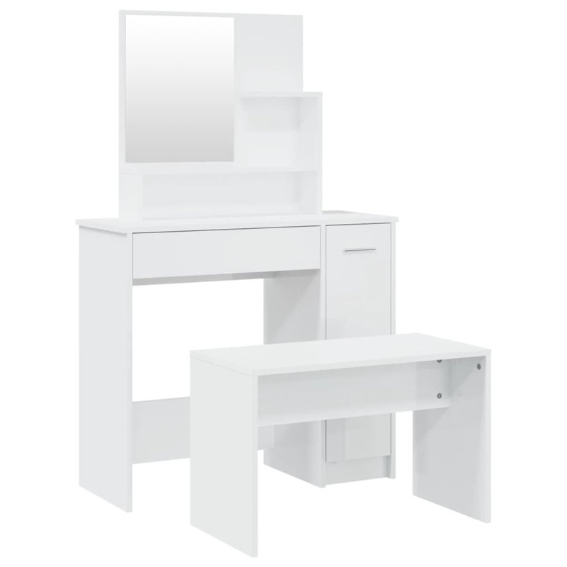Libaan Dressing Table with Mirror, High Gloss White