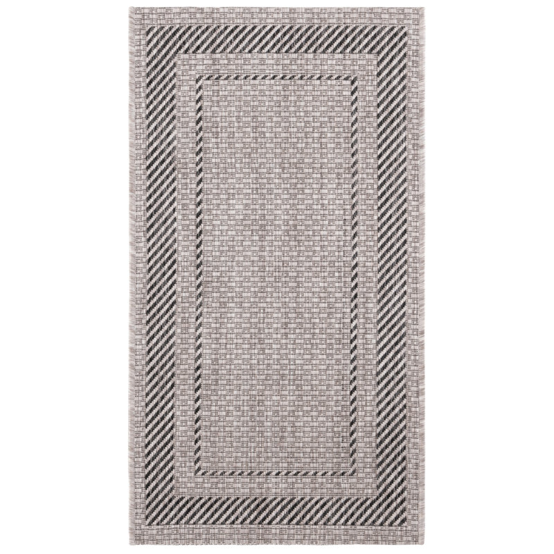 Reid Performance Solid Color Indoor/Outdoor Area Rug, Rectangle 2' x 3'7", Beige/Black