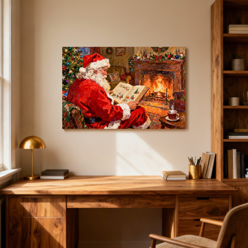 Scène de Noël du Père Noël, H 28 po x l 40 po