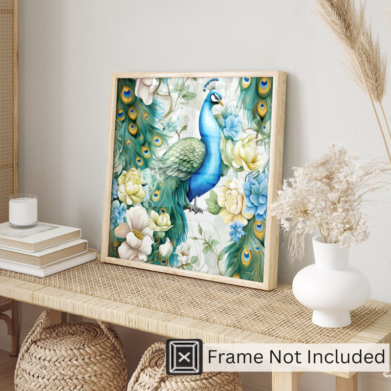 Animaux, motif de paon, impression d'art moderne sans cadre, H 18 po x l 18 po
