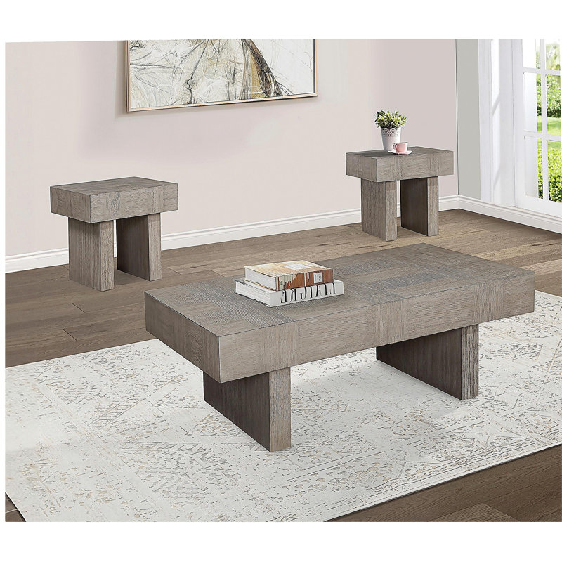 Meuble de salon 1 pièce de style moderne brun gris avec plateau rectangulaire