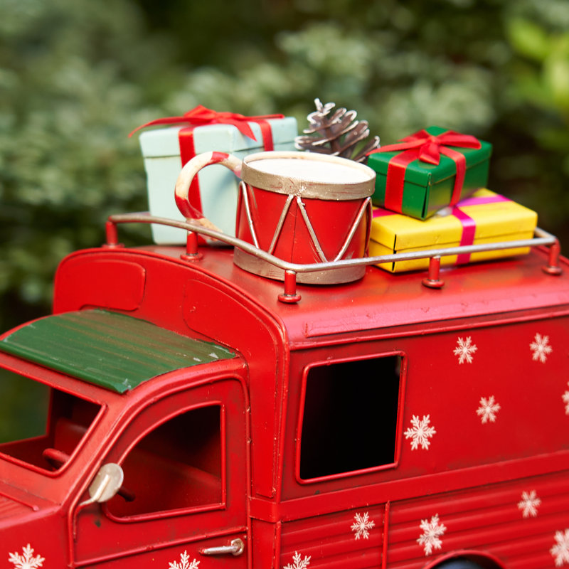Camion de Noël ancien avec flocons de neige