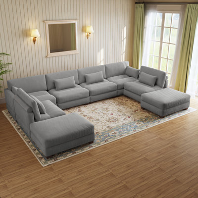 Maelina 8-Piece Corduroy Modular Sectional with 2 Ottomans