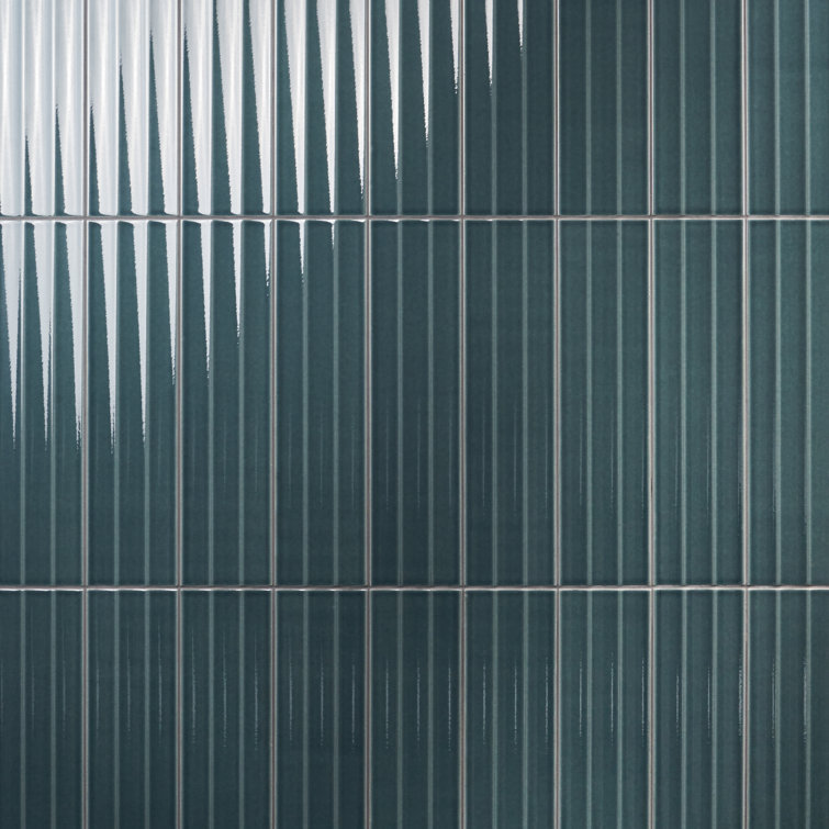 Radiant Fluted 4.43'' W x 17.62'' L Crackled Ceramic Subway Wall Tile (9.26 Sq. Ft. / Case)