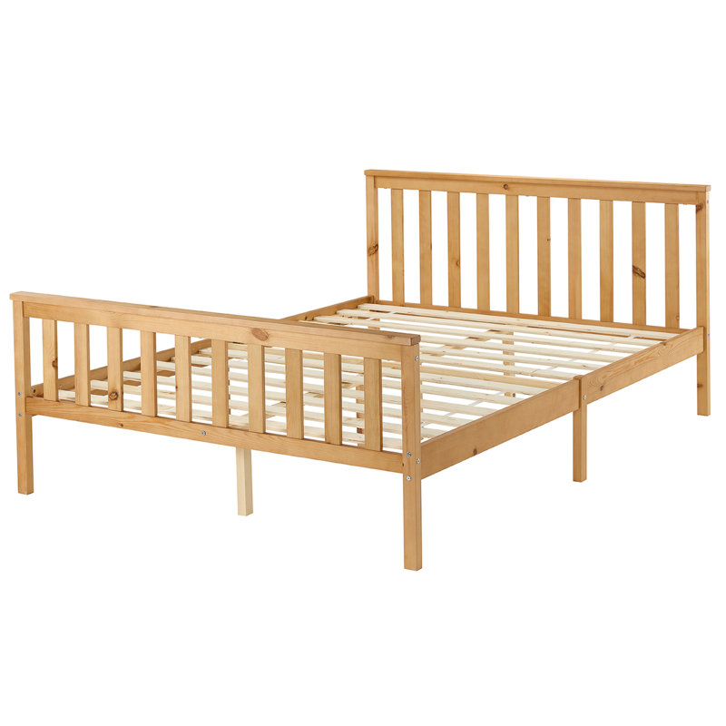 Aadi Solid Wood Shaker Bed Frame, Small Double (4'), Full Natural