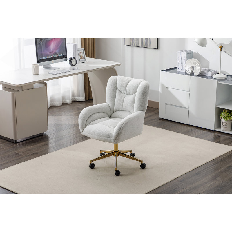 Chaise de bureau pivotante en tissu Teddy